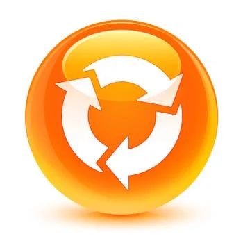 Refresh icon glassy orange round button Stock Illustration