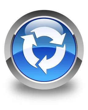 Refresh icon glossy blue round button Stock Illustration
