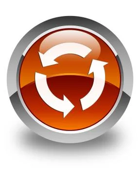 Refresh icon glossy brown round button Illustrazione stock