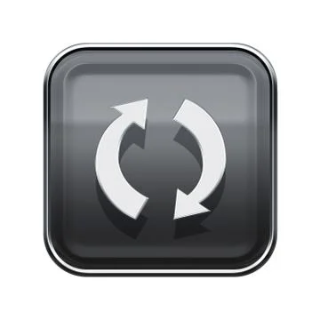 Refresh icon glossy grey, isolated on white background Illustrazione stock