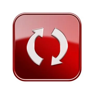 Refresh icon glossy red, isolated on white background Stockillustratie