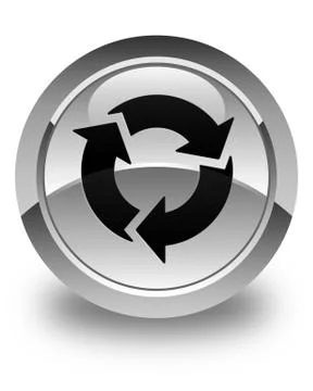 Refresh icon glossy white round button Stock Illustration