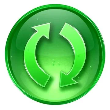 Refresh icon green, isolated on white background. Stockillustratie