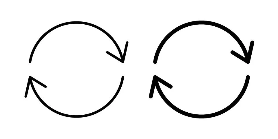 Refresh icon. Outline, flat icons Illustrazione stock