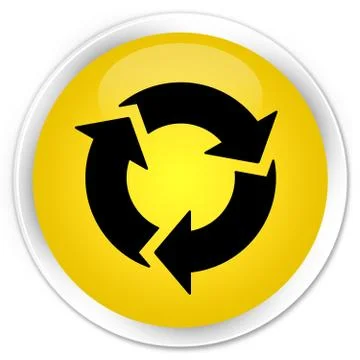 Refresh icon premium yellow round button Illustrazione stock