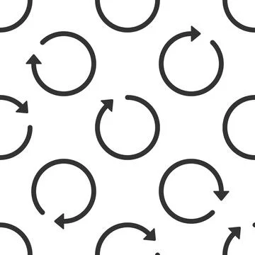 Refresh icon seamless pattern on white background. Flat design. Vector Stock Illustration