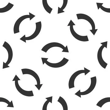 Refresh icon seamless pattern on white background. Reload symbol. Rotation Stock Illustration