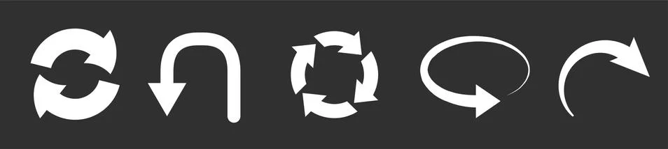 Refresh icon set isolated on black. Vector illustration. Stock Illustration