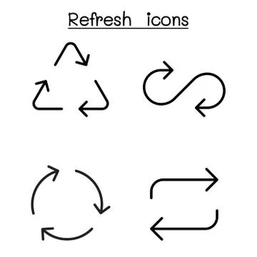 Refresh icon set in thin line style Illustrazione stock