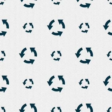 Refresh icon sign. Seamless pattern with geometric texture. Vector Illustrazione stock
