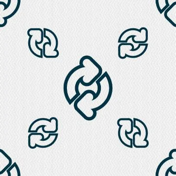 Refresh icon sign. Seamless pattern with geometric texture. Vector Illustrazione stock