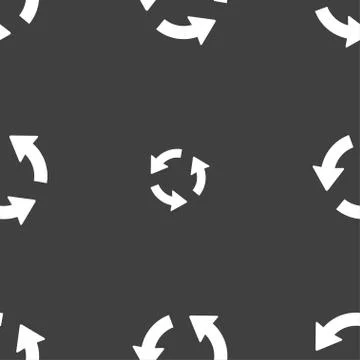 Refresh icon sign. Seamless pattern on a gray background. Vector Stock Illustration