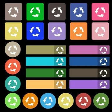 Refresh icon sign. Set from twenty seven multicolored flat buttons. Vector Stock Illustration