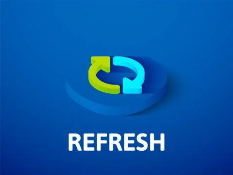 Refresh isometric icon, isolated on color background 스톡 일러스트