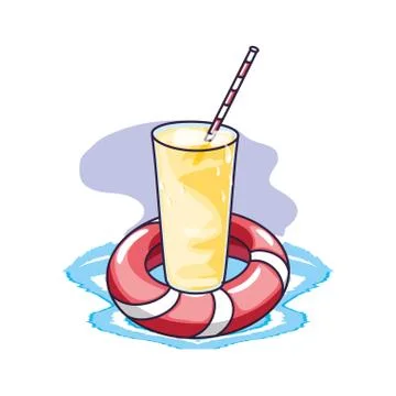Refresh juice in the sea with float Stock Illustration