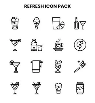 Refresh Line Collection Icons Pack Stock Illustration
