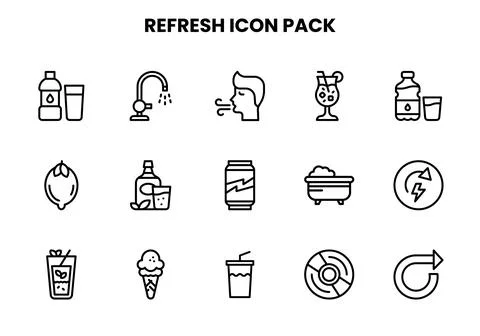 Refresh Line Design Icons Pack Stock Illustration