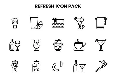 Refresh Line Design Icons Pack Stock Illustration