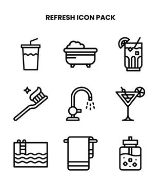Refresh Line Vector Icons Pack 스톡 일러스트