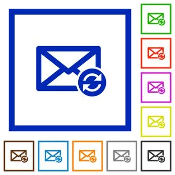 Refresh mail framed flat icons 스톡 일러스트