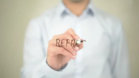 Refresh, Man Writing on Transparent Screen Stock Footage 62875593