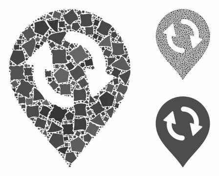 Refresh map marker Mosaic Icon of Raggy Elements Stock Illustration