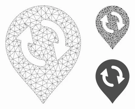 Refresh Map Marker Vector Mesh Network Model and Triangle Mosaic Icon Stock Illustration