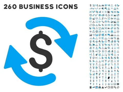 Refresh Money Balance Icon with Flat Vector Set Illustrazione stock