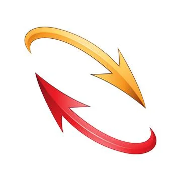 Refresh or Recycle Arrows in Yellow and Red Colors Stock Illustration