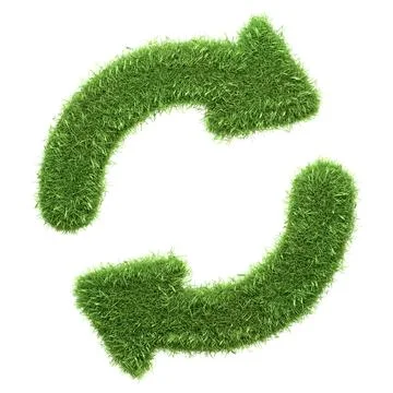 A refresh or reload icon made of green grass isolated on a white background Illustrazione stock