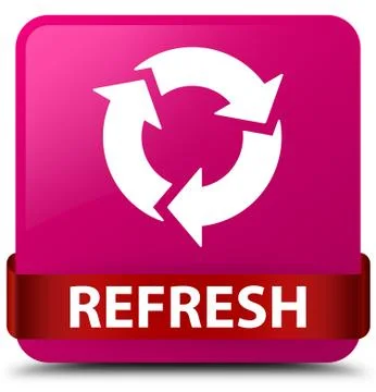Refresh pink square button red ribbon in middle Stock Illustration