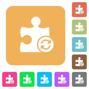 Refresh plugin rounded square flat icons Stock Illustration