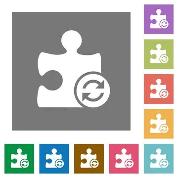 Refresh plugin square flat icons Stock Illustration