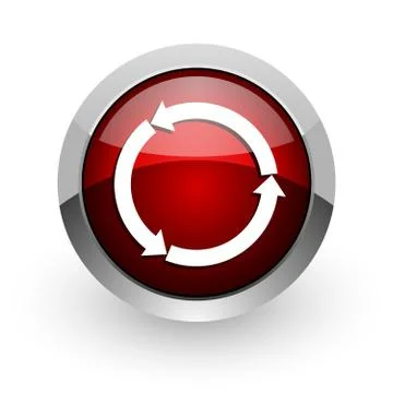 Refresh red circle web glossy icon. 库存插图