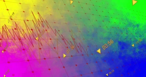On refresh, red waveform oscillating, markers drifting, timestamps changing to Stock Footage 329506221
