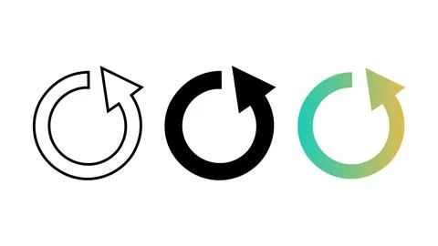 Refresh reload icon set circular arrow outline solid and gradient イラスト素材