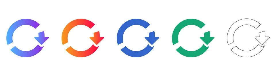 Refresh Reload Update Circular Icon Set Ilustración de archivo
