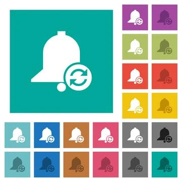 Refresh reminder square flat multi colored icons Stock Illustration