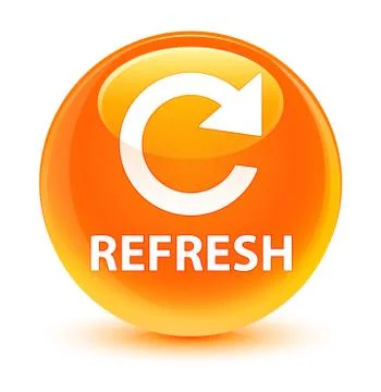 Refresh (rotate arrow icon) glassy orange round button イラスト素材