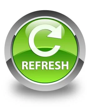 Refresh (rotate arrow icon) glossy green round button Stock Illustration