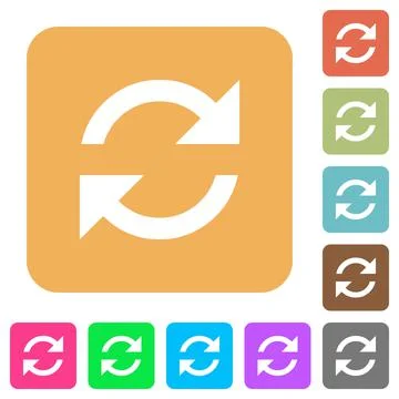 Refresh rounded square flat icons Stock Illustration