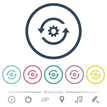 Refresh settings flat color icons in round outlines Stock Illustration