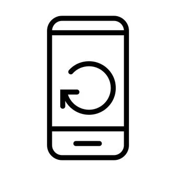 Refresh smartphone icon line isolated on white background. Black flat thin .. 스톡 일러스트