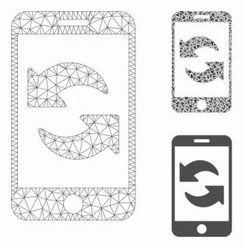 Refresh Smartphone Vector Mesh Wire Frame Model and Triangle Mosaic Icon Stock Illustration