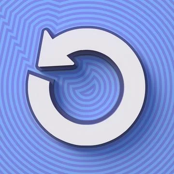 Refresh symbol, button with shadow. Colorful sign. 3d rendering Illustrazione stock