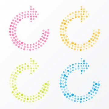 Refresh symbol composed of colorful dots Stock Illustration