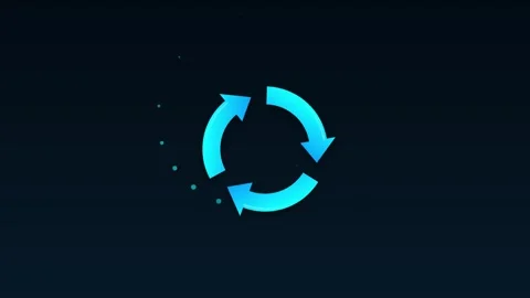 Refresh Symbol Loading Animation with Blue Glowing Arrows on a Dark Backgro.. Video stock 347067511