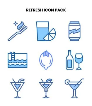 Refresh Two Colour Design Icons Pack 스톡 일러스트