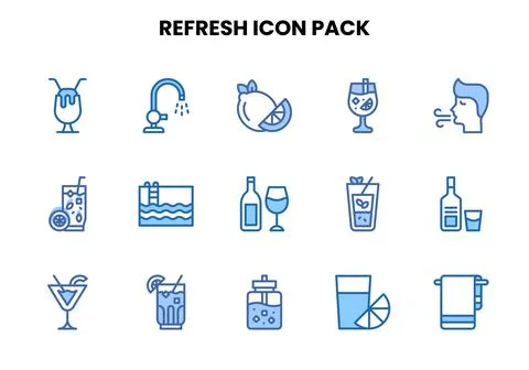 Refresh Two Colour Vector Icons Pack Illustrazione stock