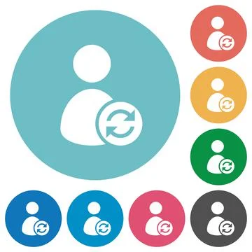Refresh user account flat round icons Stock Illustration